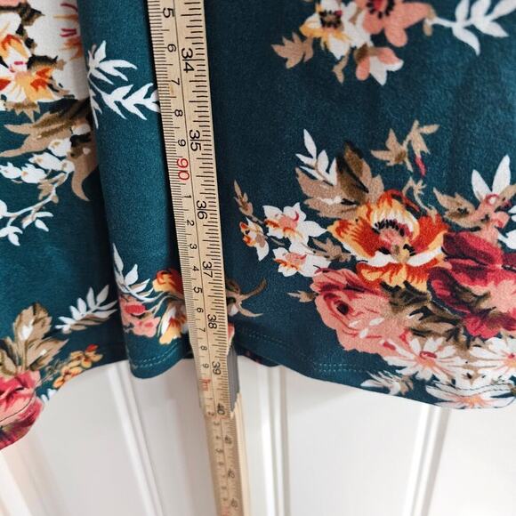 Vibe Floral Keyhole Swing Dress Womens Size 2X Green Boho Flowing Stretch Casual - Picture 8 of 11